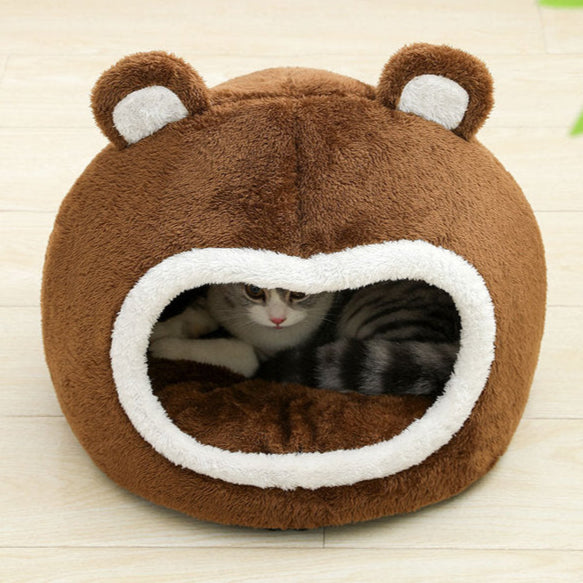 Bear Ears Pet Bed House for Cats & Small Dogs