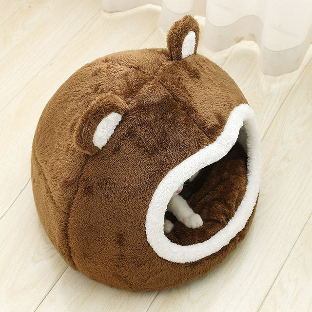 Bear Ears Pet Bed House for Cats & Small Dogs