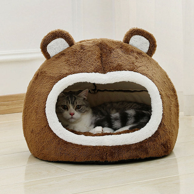 Bear Ears Pet Bed House for Cats & Small Dogs