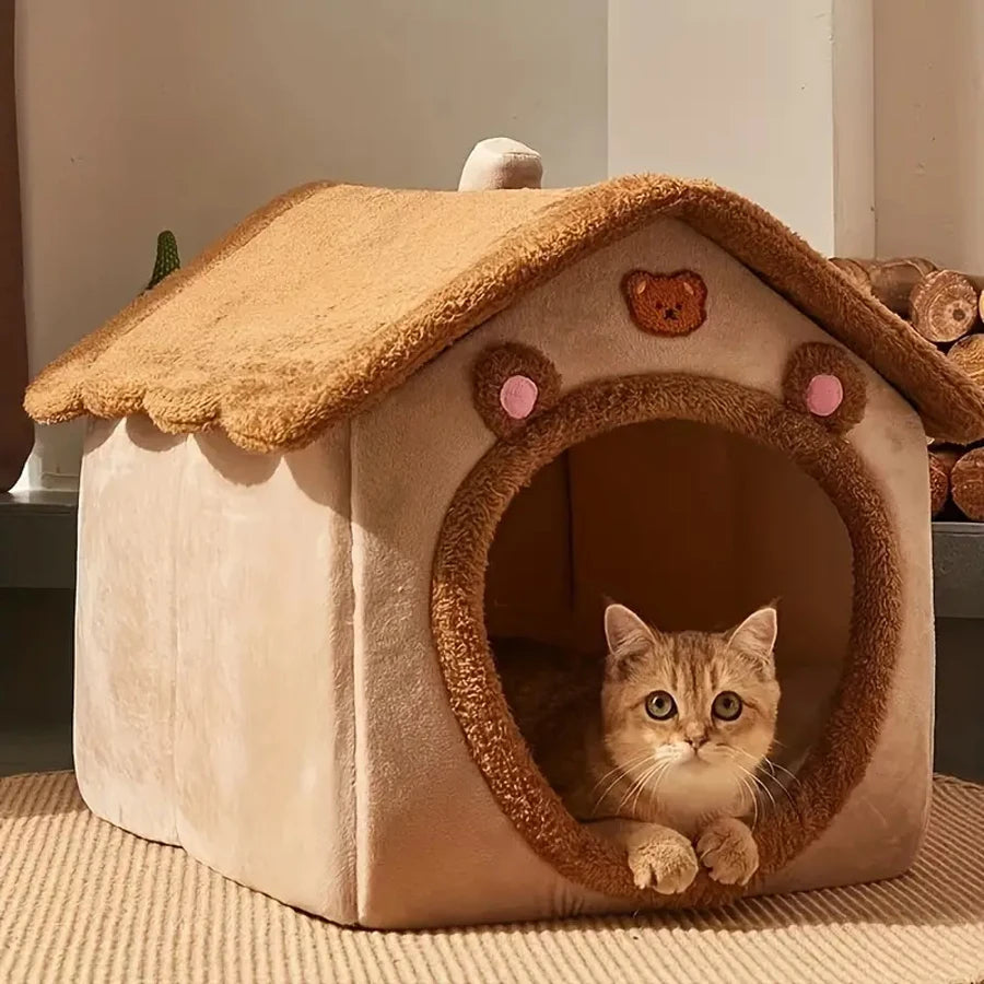 Cuddle Cottage Pet Bed House for Cats & Small Dogs
