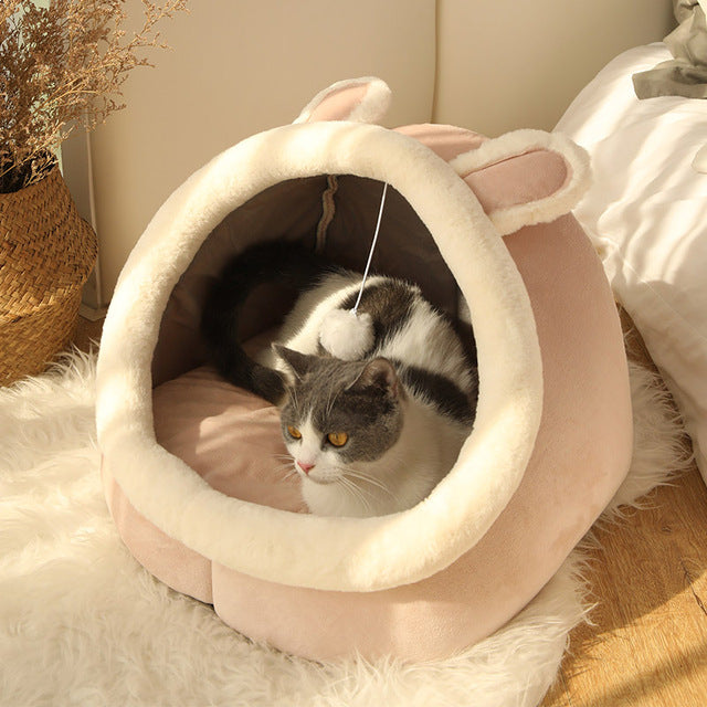 Cute Ears Semi-Enclosed Cat Bed