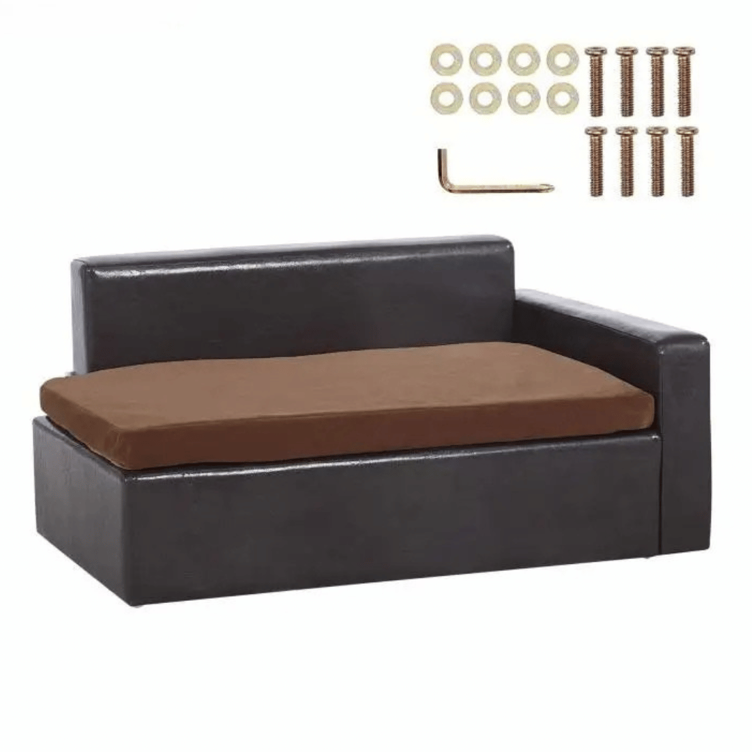 Deluxe Faux Leather Dog Sofa Bed with Storage