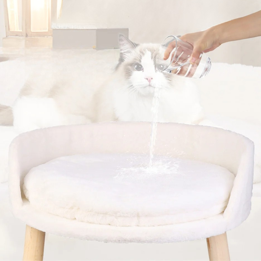 Elevated Round Plush Pet Bed Chair for Cats & Small Dogs