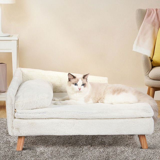 Elevated Soft Plush Pet Sofa for Cats & Small Dogs