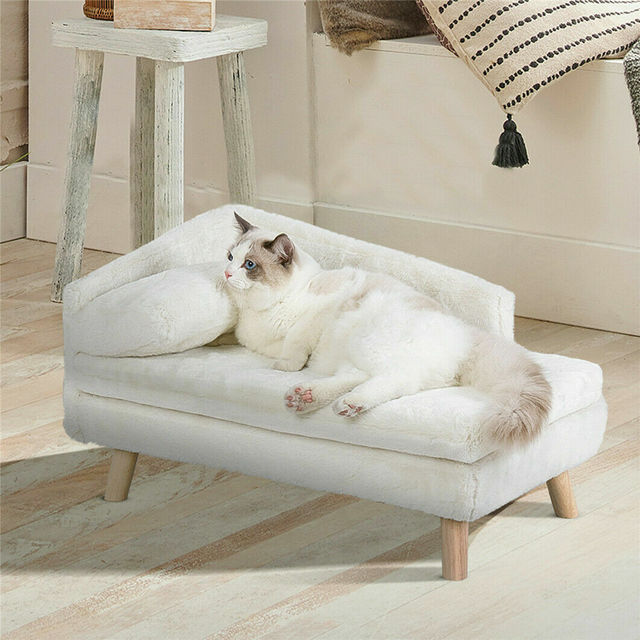 Elevated Soft Plush Pet Sofa for Cats & Small Dogs