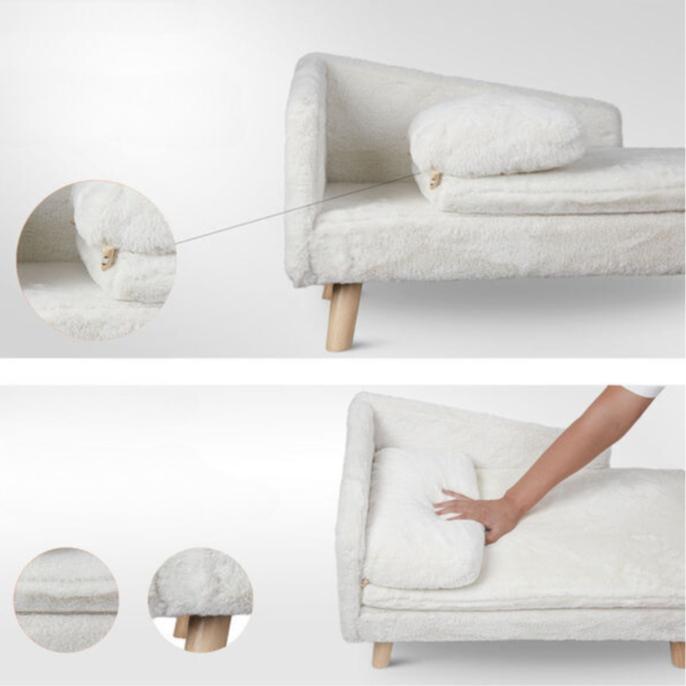 Elevated Soft Plush Pet Sofa for Cats & Small Dogs