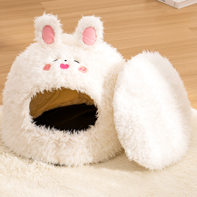 Fluffy Bear Cat Bed House