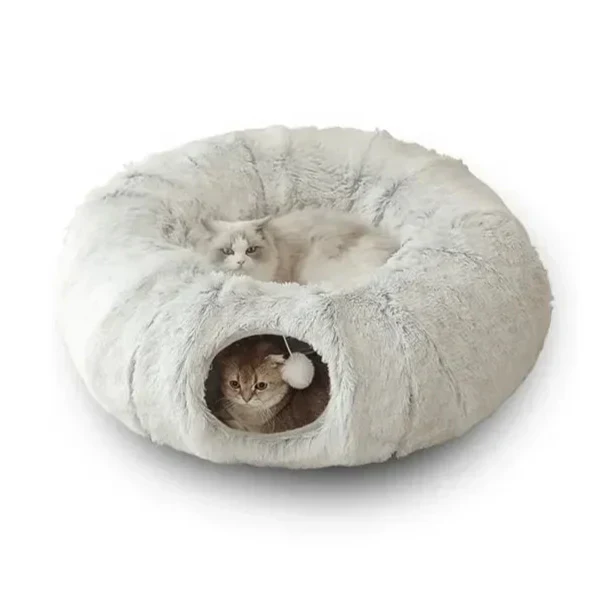 Fluffy Plush Cat Bed Tunnel