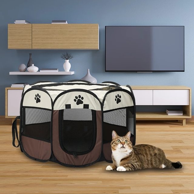 Foldable Pet Playpen Tent for Cats, Puppies & Small Dogs