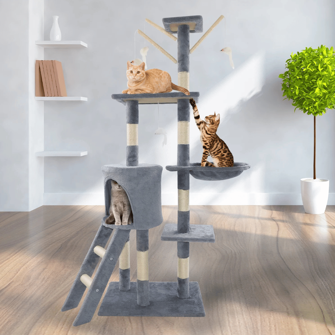 Fun Cat Climbing Tower with Plush Nest, Perches & Scratching Posts