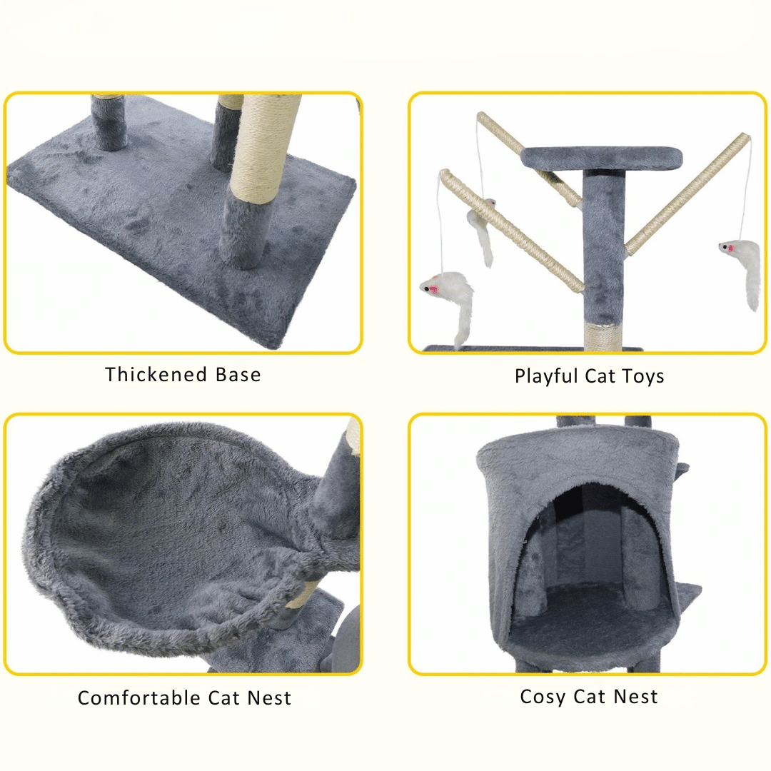 Fun Cat Climbing Tower with Plush Nest, Perches & Scratching Posts