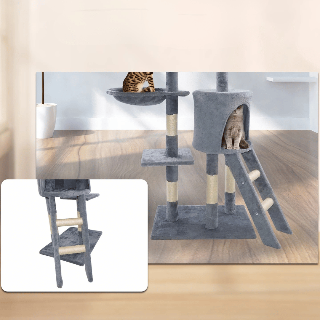 Fun Cat Climbing Tower with Plush Nest, Perches & Scratching Posts