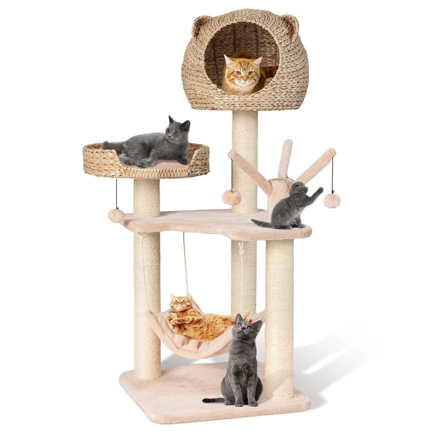 Fun Cat Tree Tower with Perch, Nest & Hammock