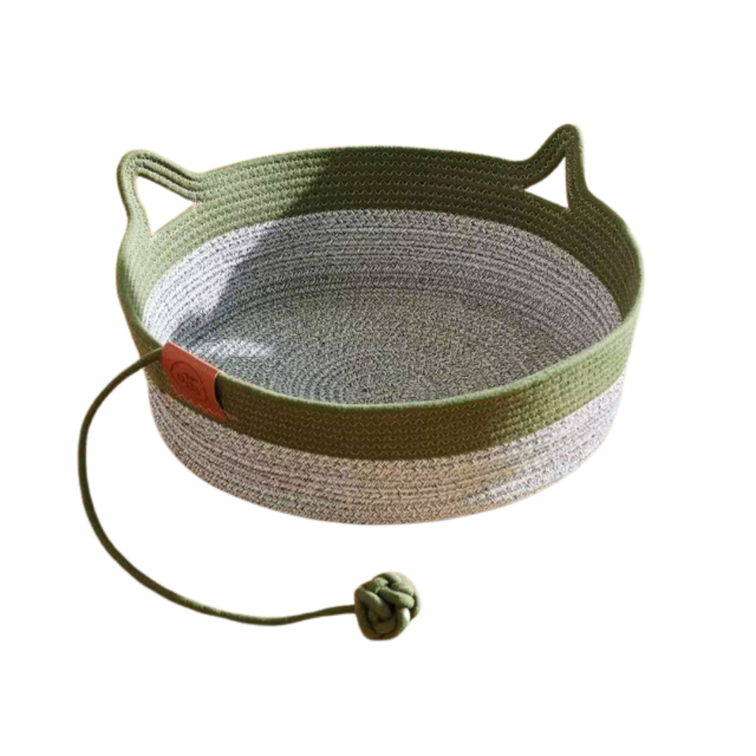 Japanese-style Wicker Cat Bed Basket & Cushion
