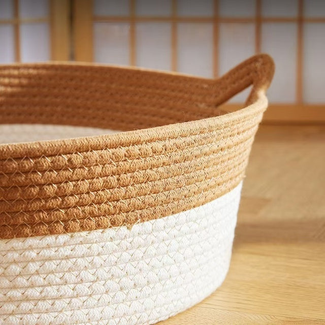 Japanese-style Wicker Cat Bed Basket & Cushion