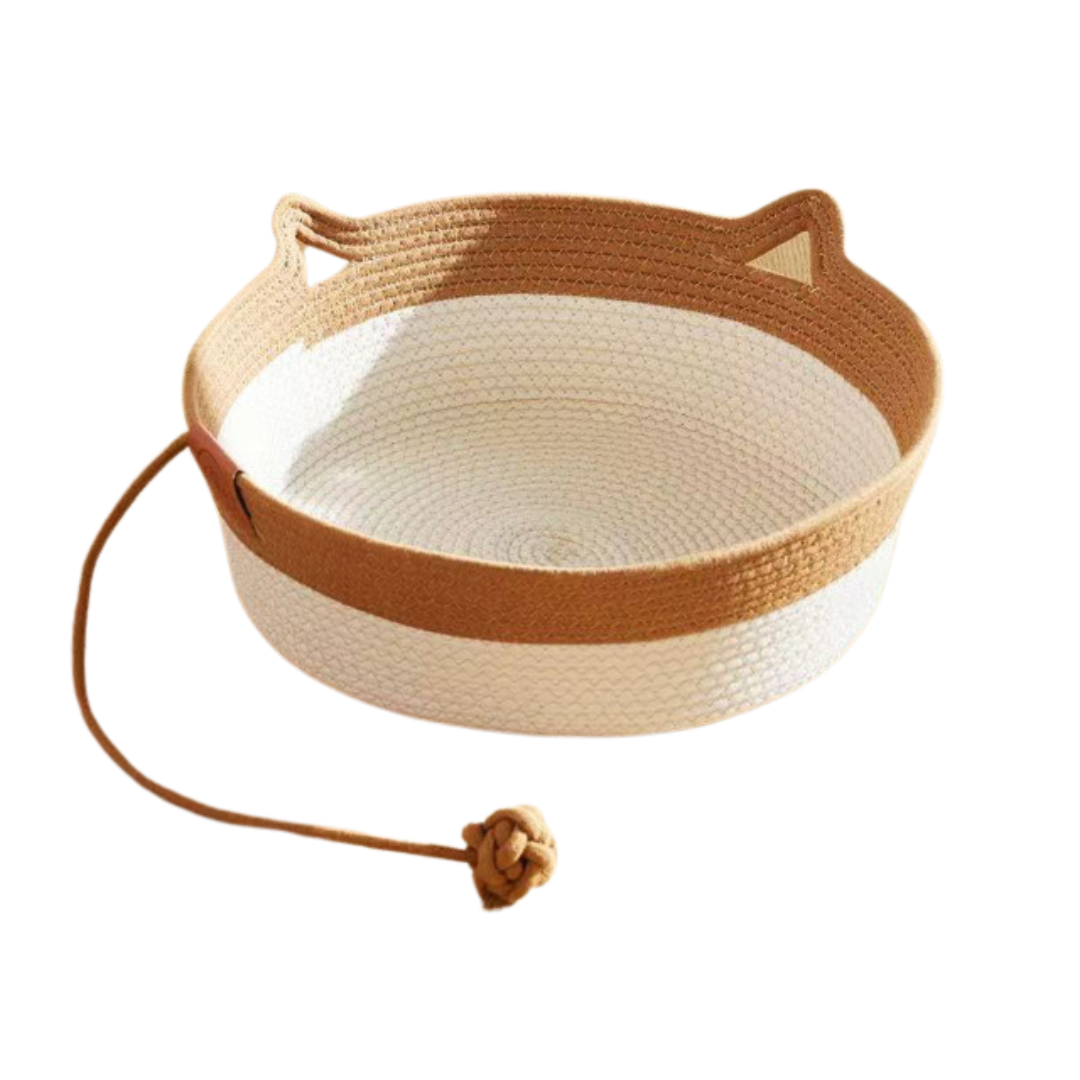 Japanese-style Wicker Cat Bed Basket & Cushion