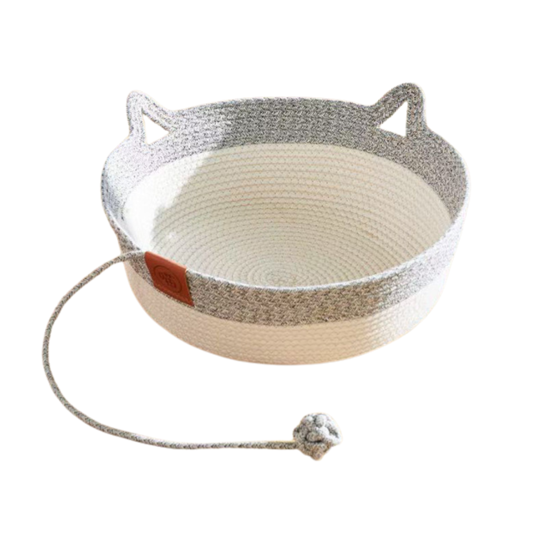 Japanese-style Wicker Cat Bed Basket & Cushion