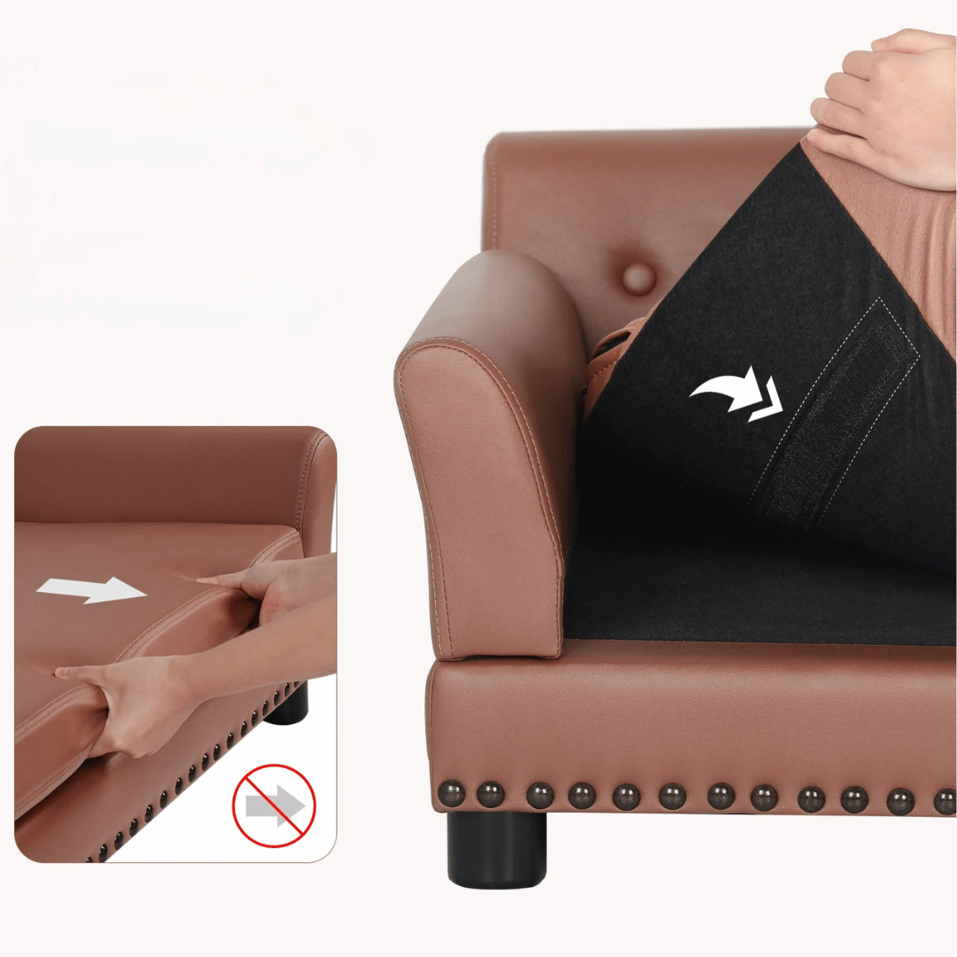 Large Elevated Faux Leather Dog Sofa Bed for XL Dogs