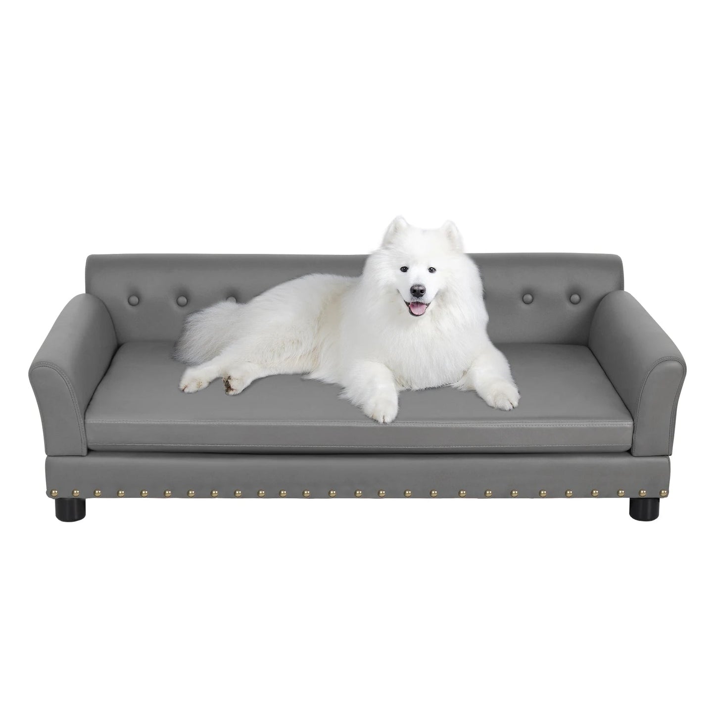 Luxury Faux Leather Dog Sofa Bed for Large & XL Dogs