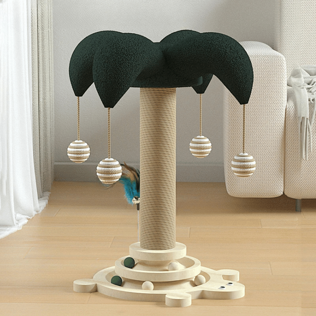 Pine Wood Cat Scratching Post for Interactive Play