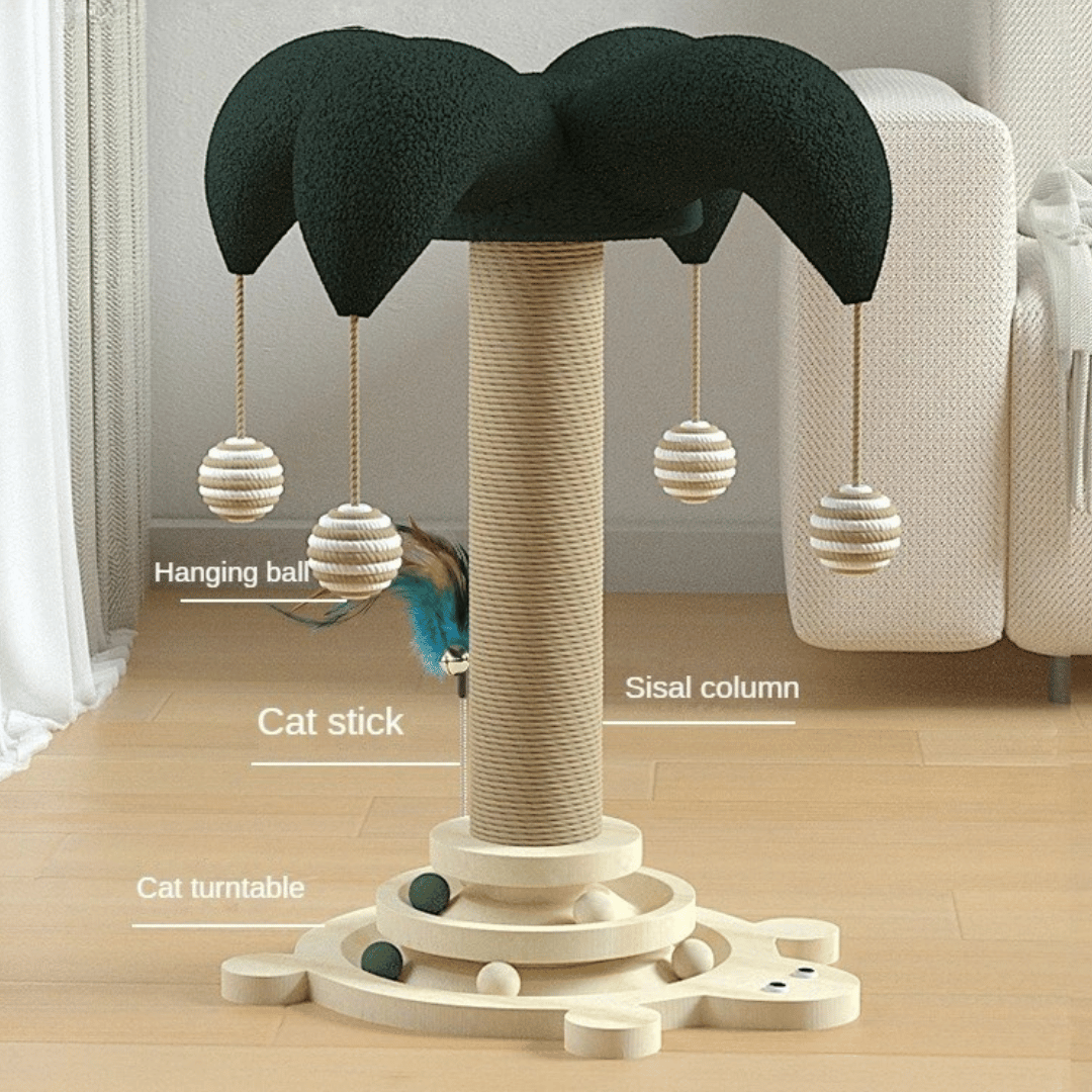 Pine Wood Cat Scratching Post for Interactive Play