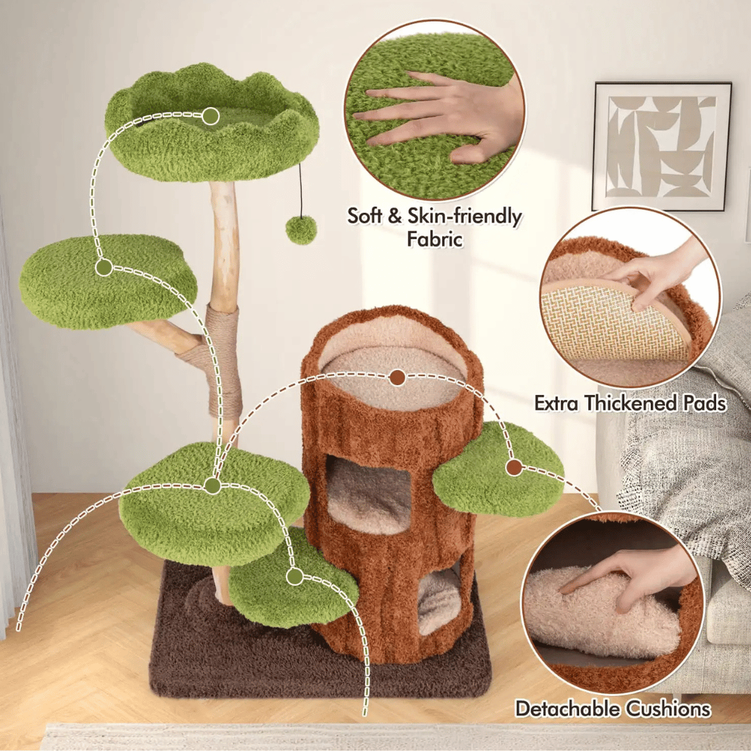 Purr-Perch Cat Tree Tower with Multi-Level Condo Nests