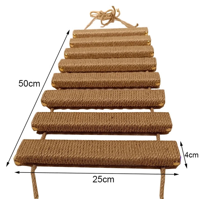 Sisal & Wood Cat Ladder | Wall-Mounted Cat Bridge & Climber