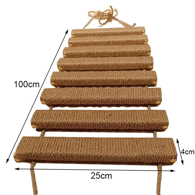 Sisal & Wood Cat Ladder | Wall-Mounted Cat Bridge & Climber