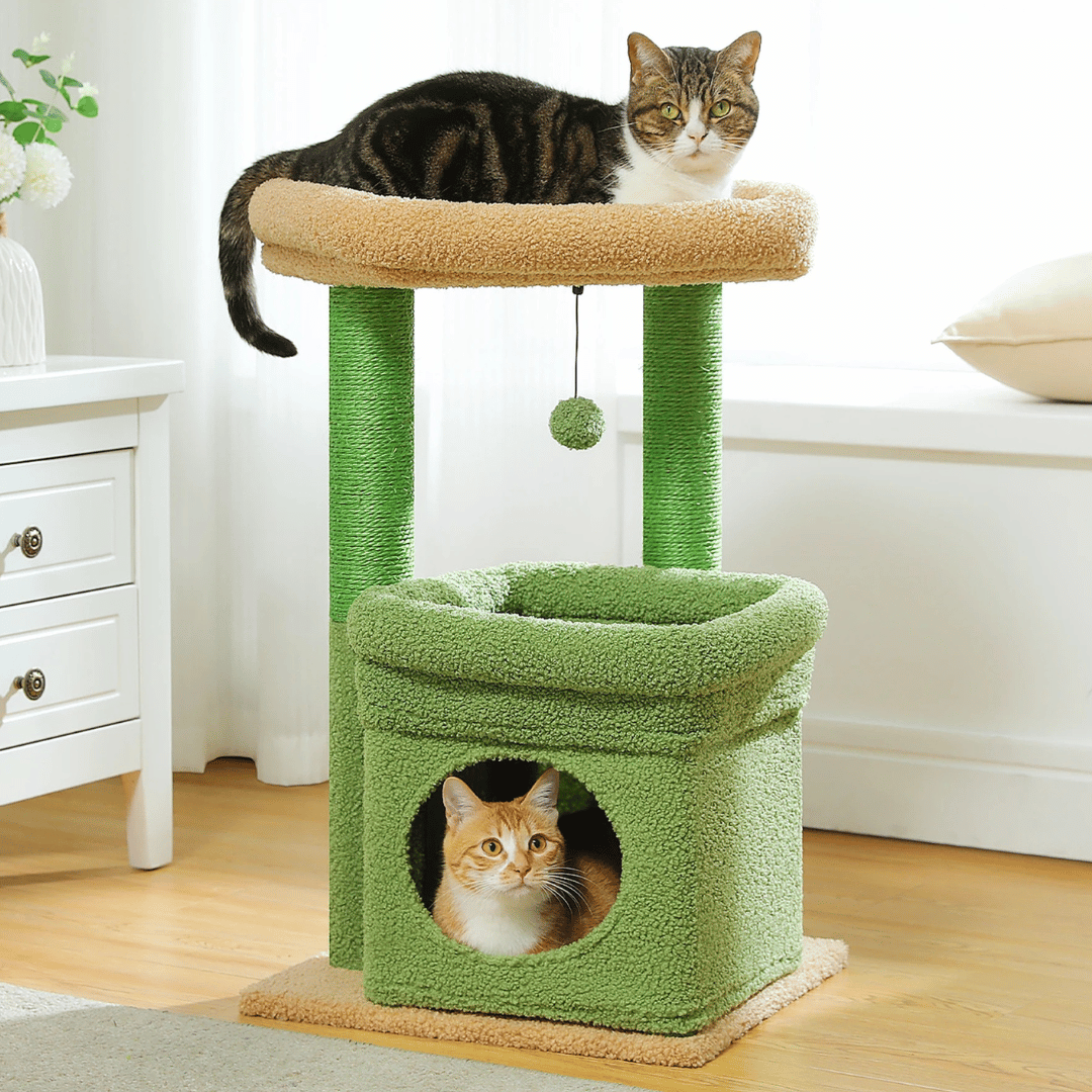 Soft Fleece Cat Tree with Bolstered Perches, Condo & Scratching Posts
