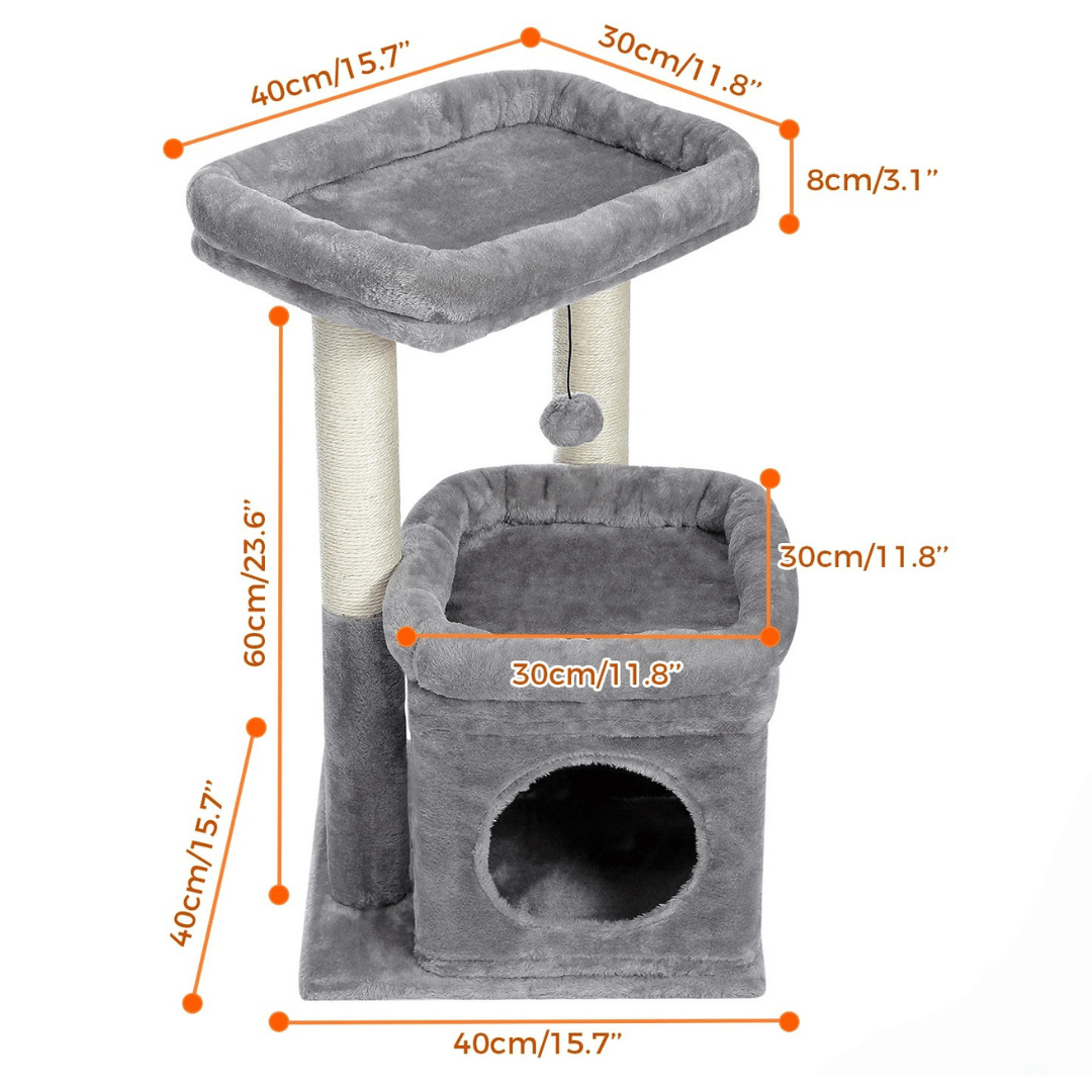 Soft Fleece Cat Tree with Bolstered Perches, Condo & Scratching Posts