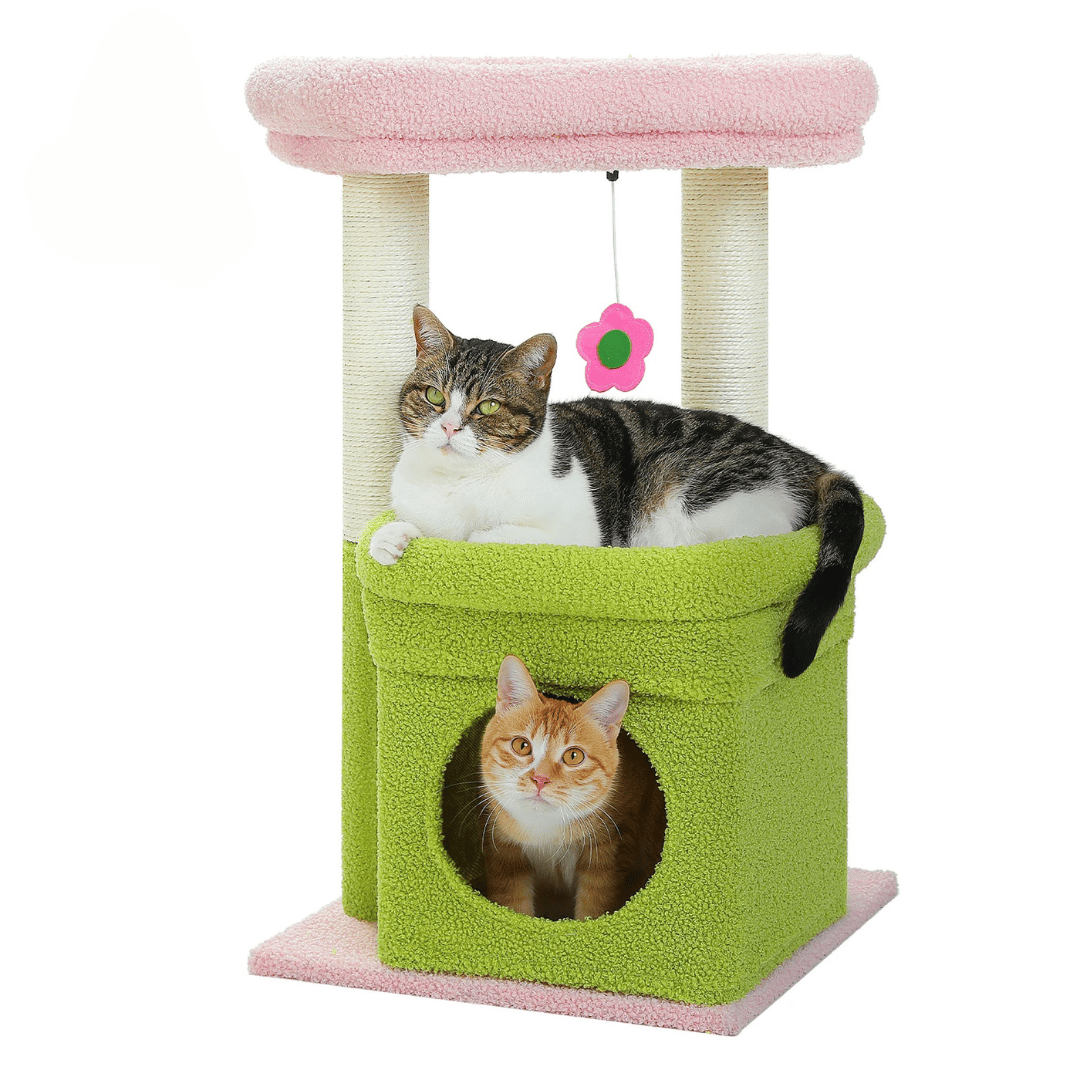 Soft Fleece Cat Tree with Bolstered Perches, Condo & Scratching Posts