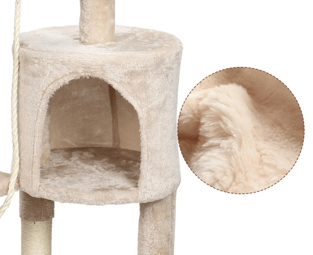 Soft & Sturdy Beige Cat Tree with Plush Perches & Condo