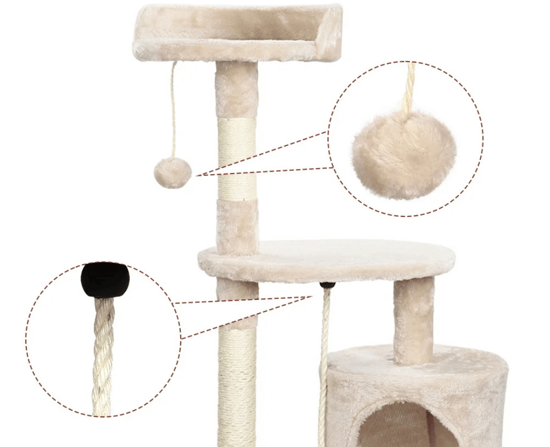 Soft & Sturdy Beige Cat Tree with Plush Perches & Condo
