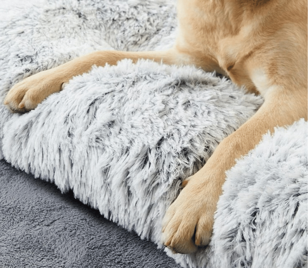 Thick & Furry Plush Calming Dog Bed Cushion with Washable Cover