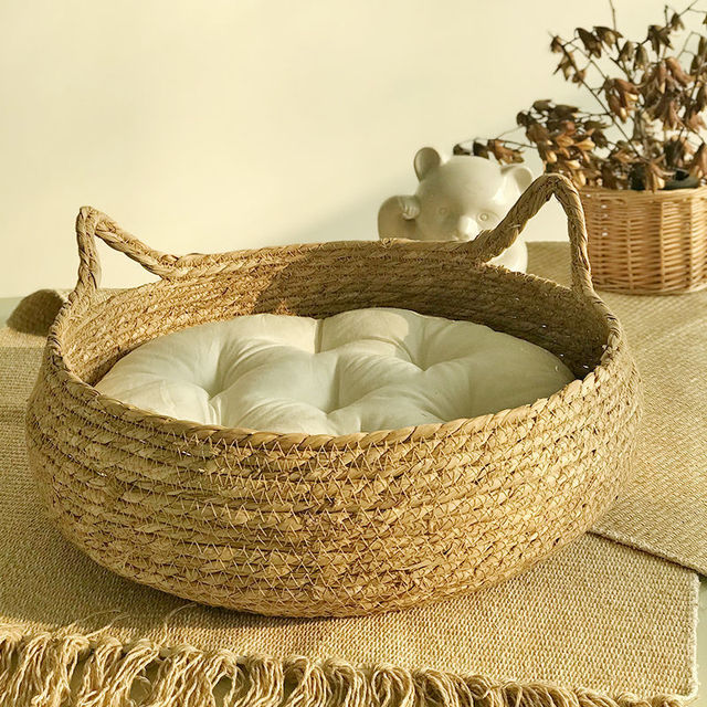 Wicker Cat Bed Basket & Cushion