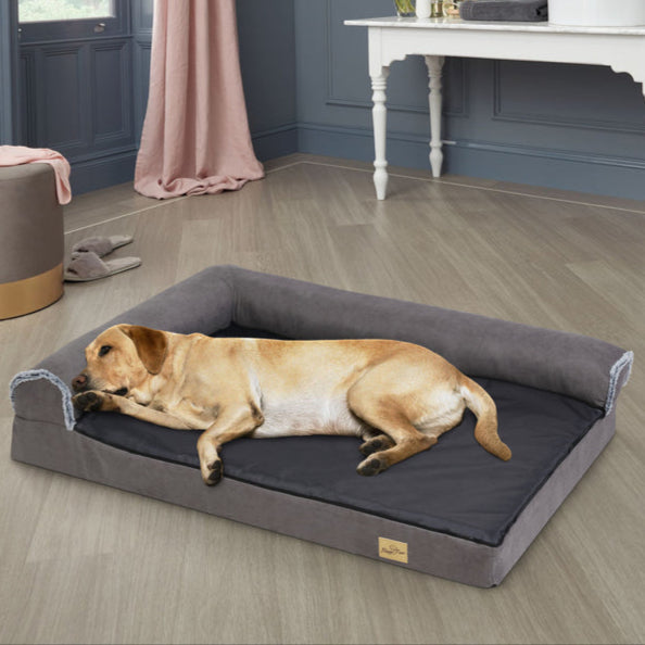 XL Orthopedic Memory Foam Dog Bolster Bed for Large Dogs
