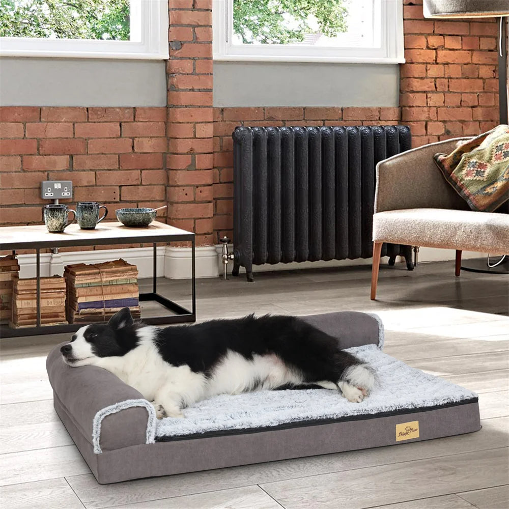 XL Orthopedic Memory Foam Dog Bolster Bed for Large Dogs