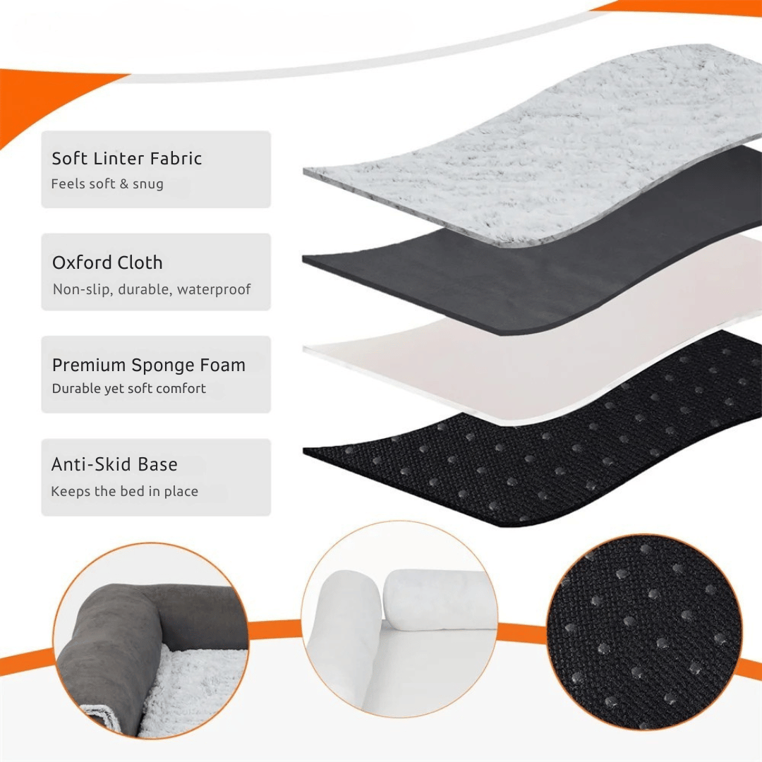XL Orthopedic Memory Foam Dog Bolster Bed for Large Dogs