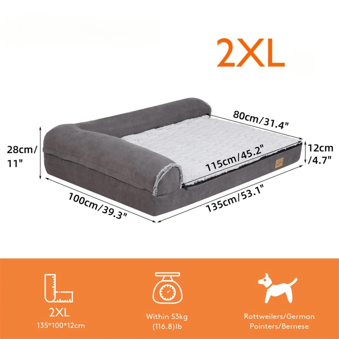 XL Orthopedic Memory Foam Dog Bolster Bed for Large Dogs