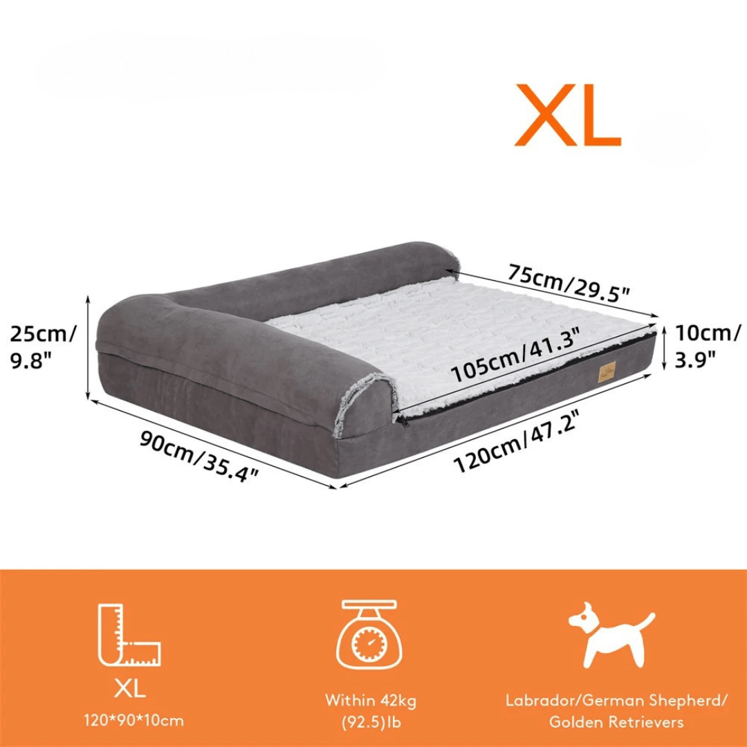 XL Orthopedic Memory Foam Dog Bolster Bed for Large Dogs