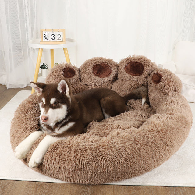Fluffy Paw-Shaped Calming Dog Bed
