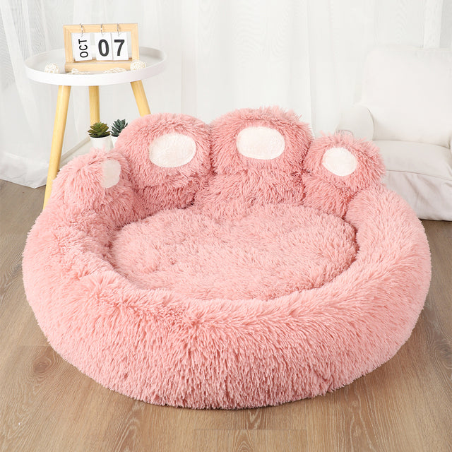 Fluffy Paw-Shaped Calming Dog Bed