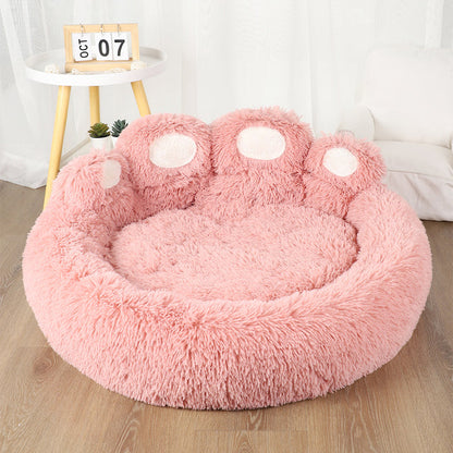 Fluffy Paw-Shaped Calming Dog Bed