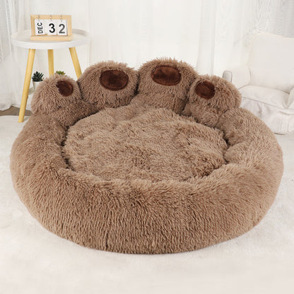 Fluffy Paw-Shaped Calming Dog Bed