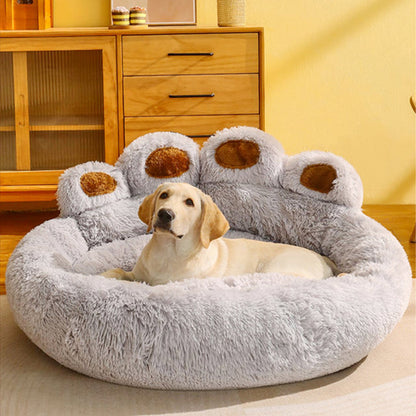 Fluffy Paw-Shaped Calming Dog Bed