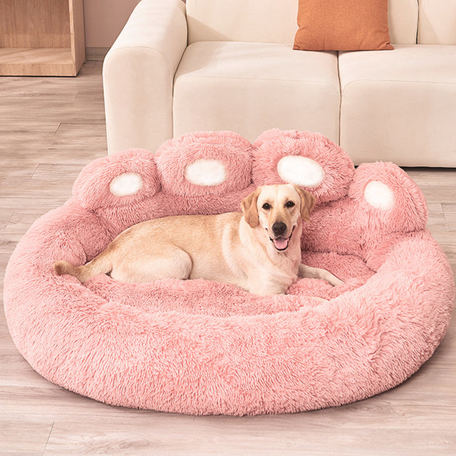 Fluffy Paw-Shaped Calming Dog Bed