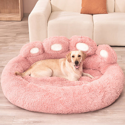 Fluffy Paw-Shaped Calming Dog Bed