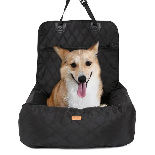 Foldable & Reversible Dog Car Seat & Padded Basket