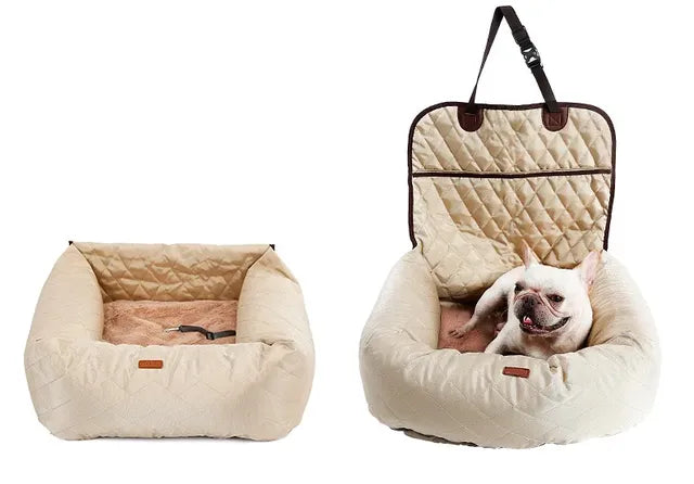 Foldable & Reversible Dog Car Seat & Padded Basket
