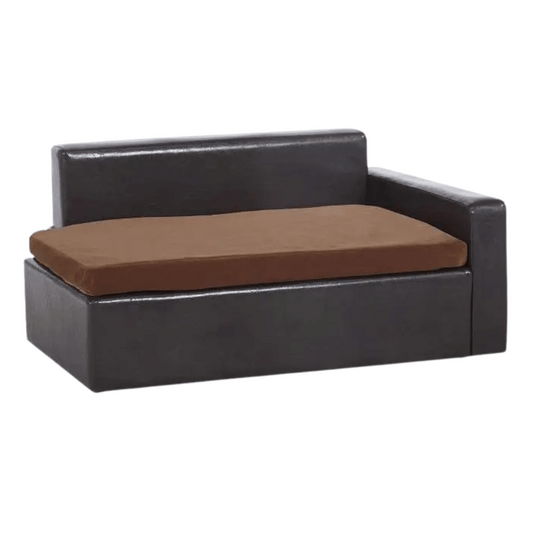 Deluxe Faux Leather Dog Sofa Bed with Storage